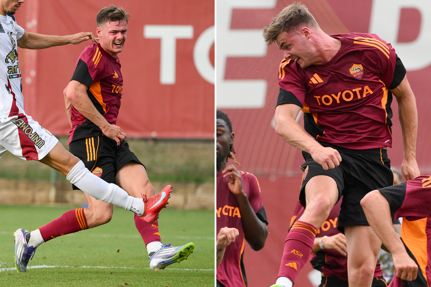 TheSunFootball's tweet card. EVAN FERGUSON scored FOUR goals on his debut for new club AS Roma. The Premier League star bagged himself a perfect hat-trick on his first showing for I Giallorossi. Ferguson lined up alongside Wor…