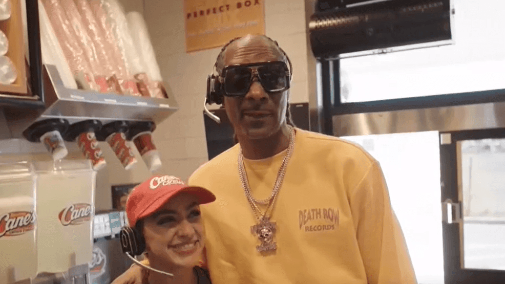WLOS_13's tweet card. Rapper Snoop Dogg took on a new role as a Raising Cane's employee on Wednesday at the Henderson location on East Lake Mead and Boulder Highway.