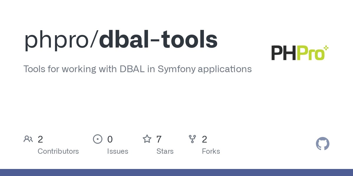 toonverwerft's tweet card. Tools for working with DBAL in Symfony applications - phpro/dbal-tools