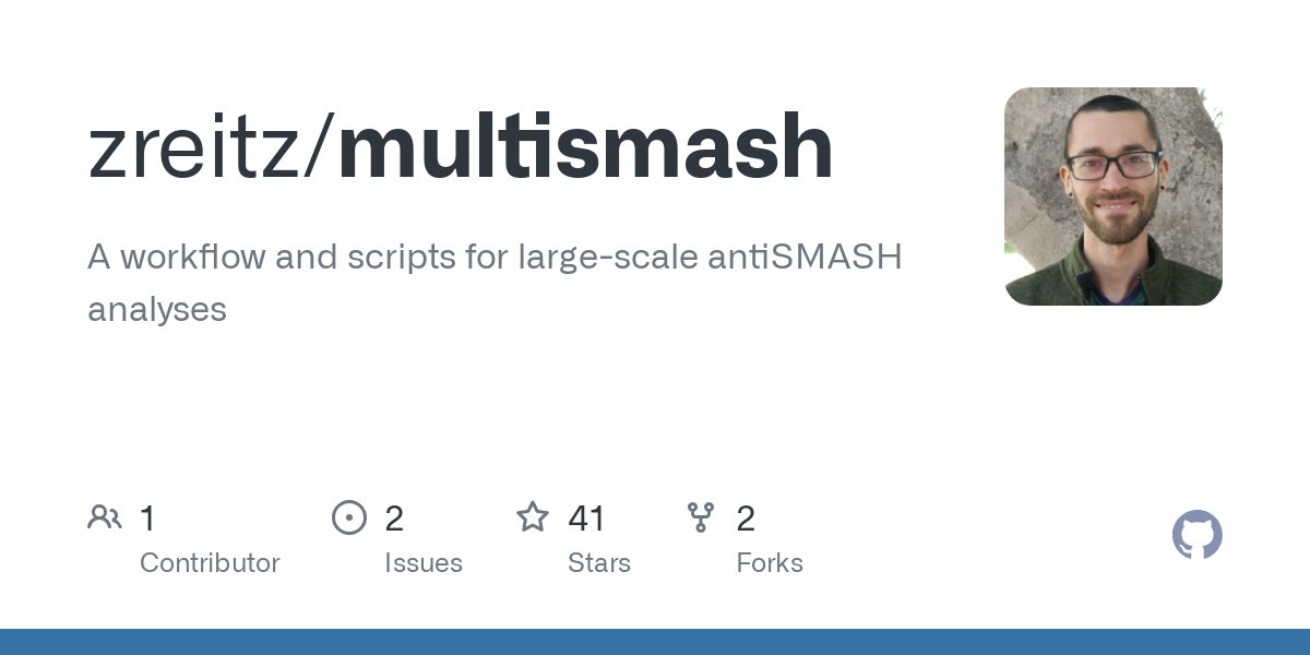ZachReitzPhD's tweet card. A workflow and scripts for large-scale antiSMASH analyses - zreitz/multismash
