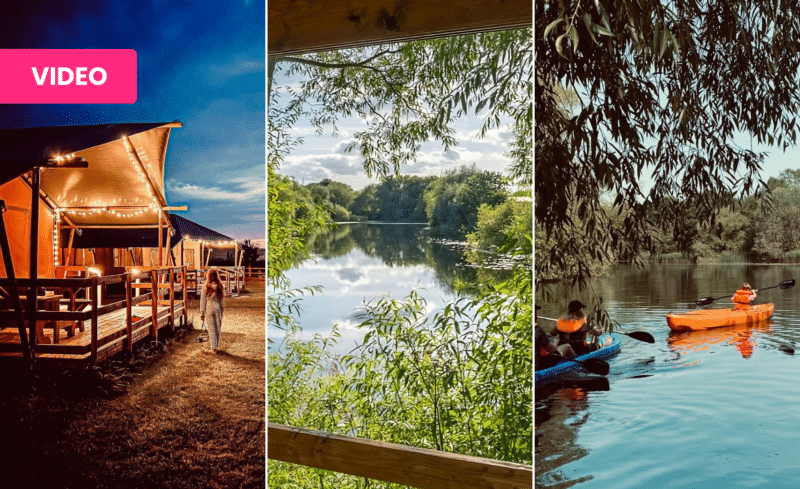 brokenviolin83's tweet card. Enter now to win a two-night glamping stay at Kingfisher Lakes near Hull. Lakeside safari tents, kayaking, hot tubs, and more await!