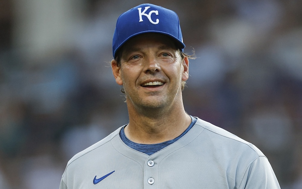 DodgerBlue1958's tweet card. Los Angeles Dodgers manager Dave Roberts gave his thoughts on Rich Hill tying an MLB record by pitching for the Kansas City Royals in 2025.