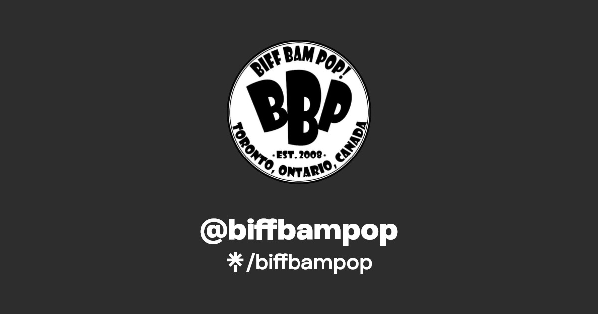 BiffBamPop's tweet card. Pop culture website, established in 2008.