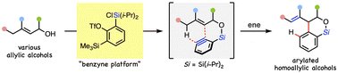 ChemCommun's tweet card. Silicon-tethered intramolecular benzyne–ene reactions provide an efficient strategy for converting allylic alcohols into aryl-substituted homoallylic alcohol derivatives. This approach utilizes a...