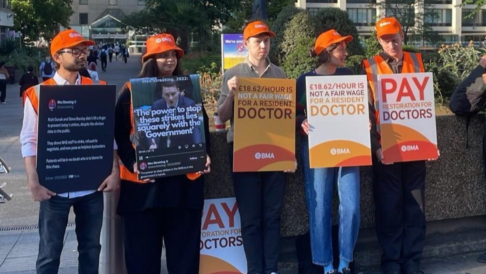 ITVCentral's tweet card. Thousands of resident doctors are striking across England after talks with the government collapsed over pay. | ITV National News