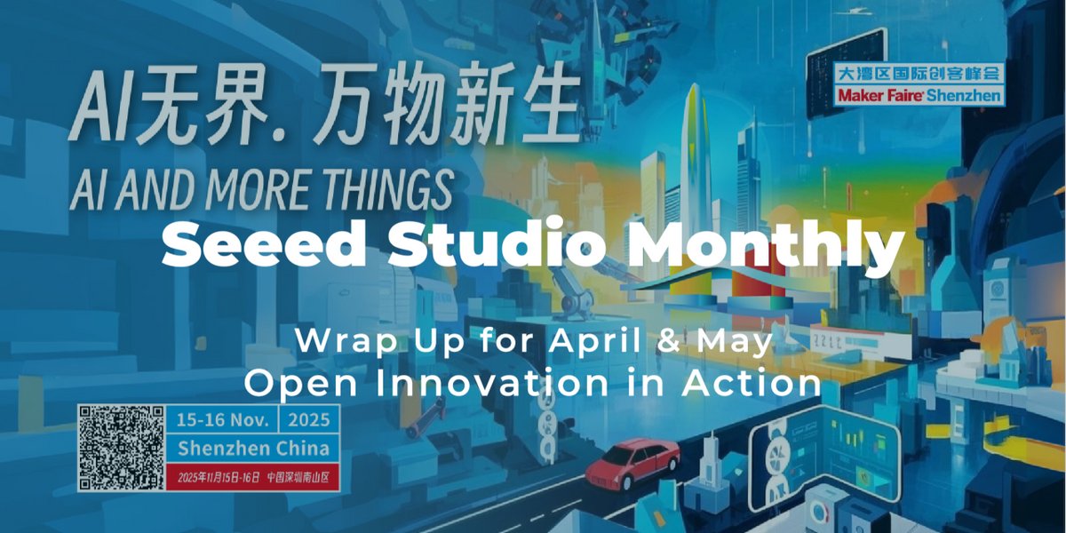 ssci's tweet card. Seeedの2025年4月・5月月次報告を翻訳/再構成した記事です。AIoT、ロボティクス、エッジAI分野における新製品、サービス、開発ボードを中心に紹介します。LeRobotやXIAOシリーズを用いた多様な作例や応用事例を通じて、デジタル変革を加速する具体的なソリューションなど。