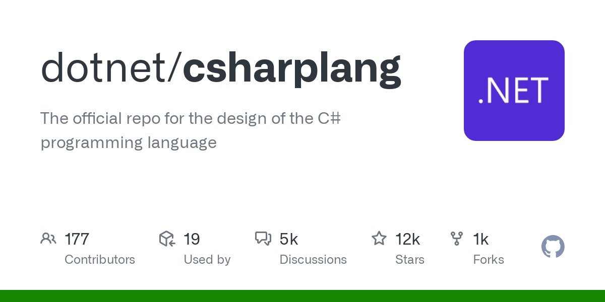 jcouv's tweet card. The official repo for the design of the C# programming language - dotnet/csharplang