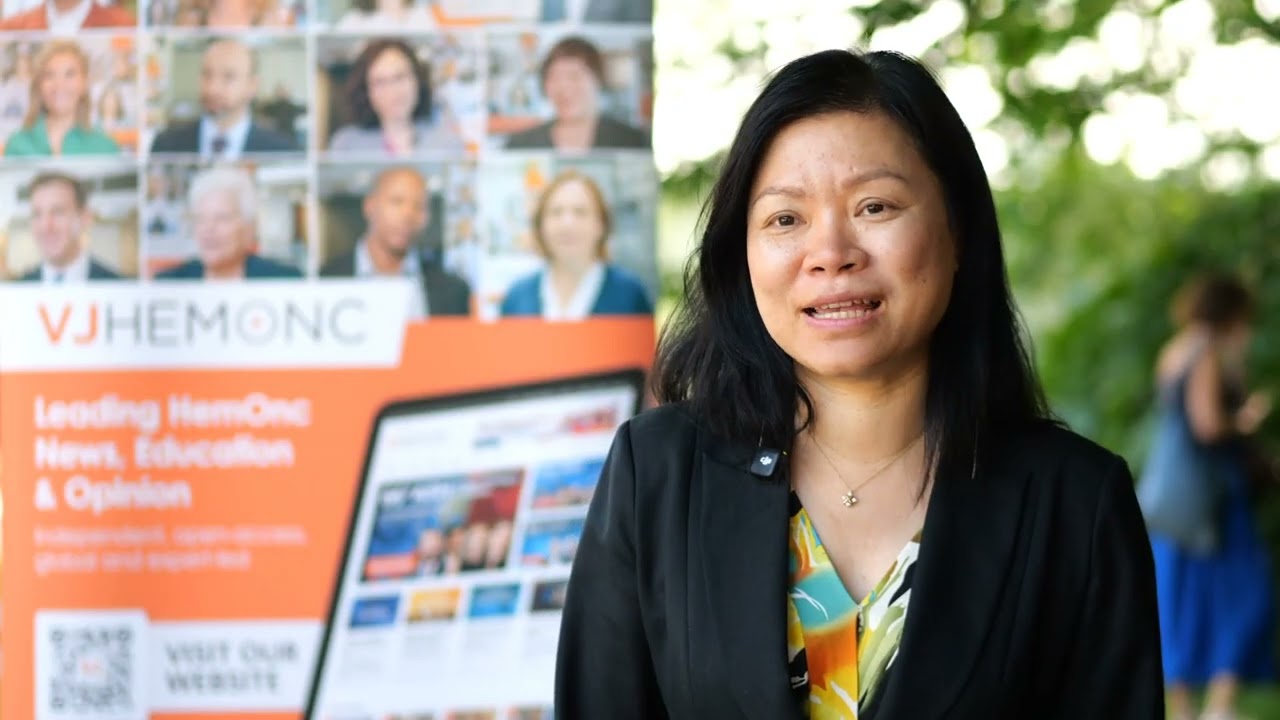 VJHemOnc's tweet card. Elizabeth Budde, MD, PhD, City of Hope, Duarte, CA, discusses the promising results of a Phase II study evaluating the combination of mosunetuzumab and polatuzumab vedotin in patients with relapsed...