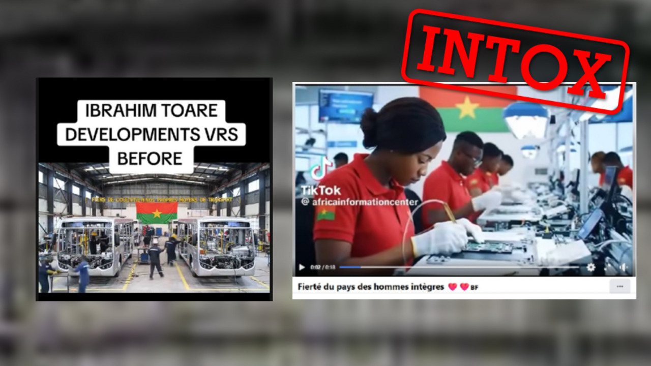 InfoIntoxF24's tweet card. De nombreuses vidéos prétendent montrer une économie du Burkina Faso florissante, capable désormais de produire ses propres smartphones, moyens de transport et machines agricoles. En réalité, ces...