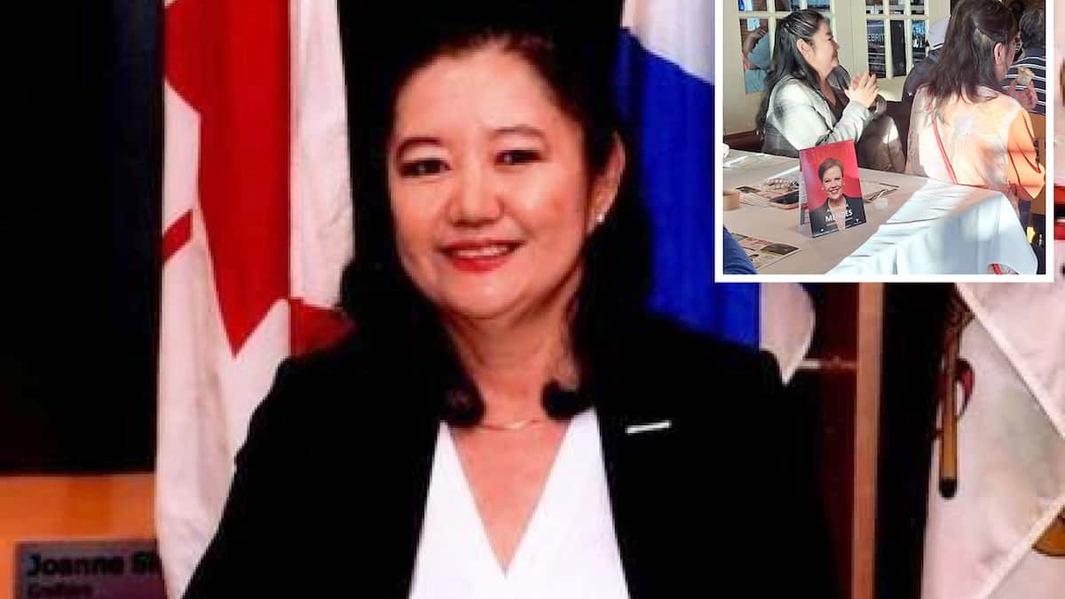StPierreGu's tweet card. Une députée invite la directrice des présumés «postes de police» chinois à un événement partisan.