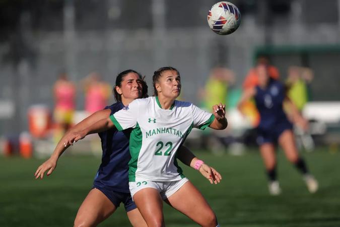 JaspersWSOC's tweet card. Jersey City, NJ – Manhattan is making the short drive back to Riverdale with 1-0 win in their pockets thanks to Nicolette Caneda's game-winning goal in the 76th minute. In dispatching the Peacocks,...