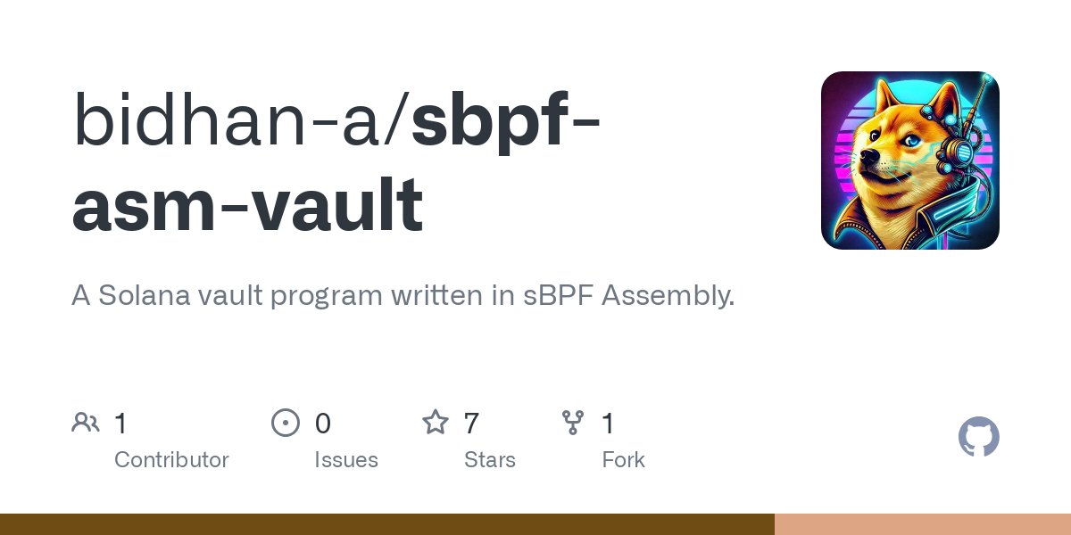 Zensen977's tweet card. A Solana vault program written in sBPF Assembly. Contribute to bidhan-a/sbpf-asm-vault development by creating an account on GitHub.