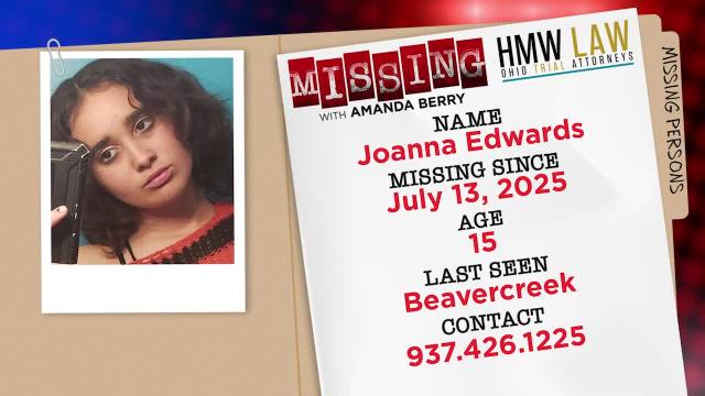 fox8news's tweet card. Joanna Edwards, age 15, missing since July 13, 2025, Beavercreek, call 937-426-1225