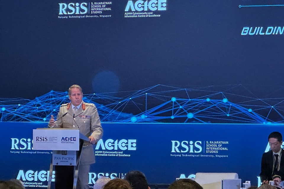 UKStratCom's tweet card. Senior defence officials gathered in Singapore on cyber security and emerging technologies.