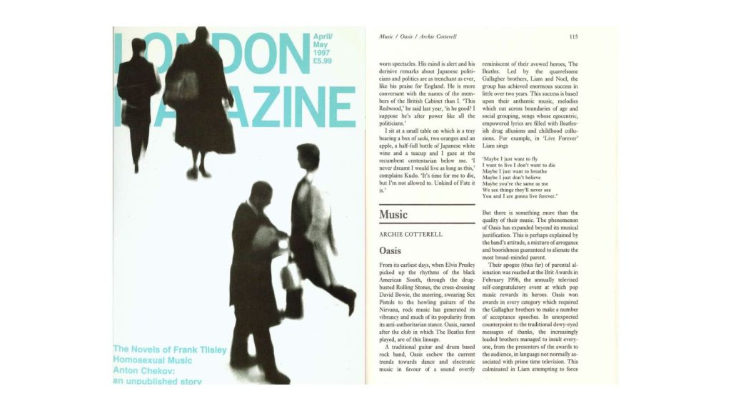 TheLondonMag's tweet card. This review of Oasis by Archie Cotterell originally appeared in the April / May 1997 edition of The London Magazine. 