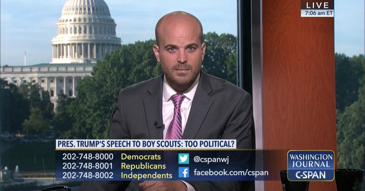 agi_ck's tweet card. Telephone lines were open for viewer calls and social media comments on a question about President Trump's previous-day speech at the Boy Scout National Scout Jamboree in Glen Jean, West Virginia:...