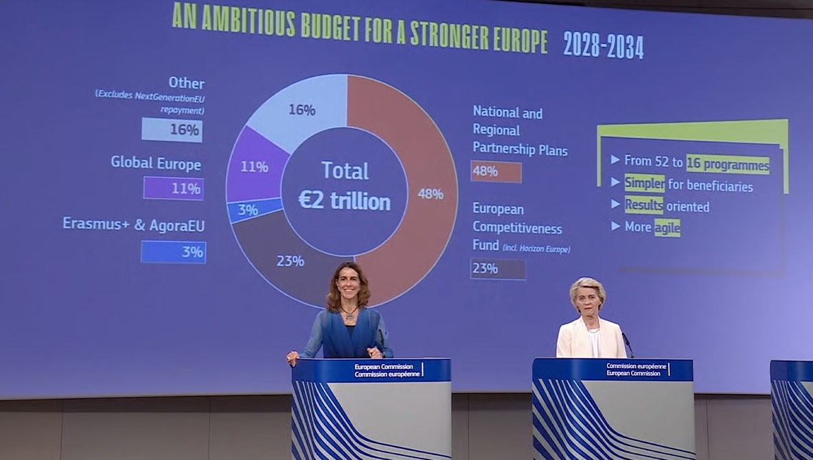 PuntSeas's tweet card. De Europese Commissie heeft een voorstel voor de EU begroting voor 2028-2034 gepresenteerd waarin financiering word samengevoegd.