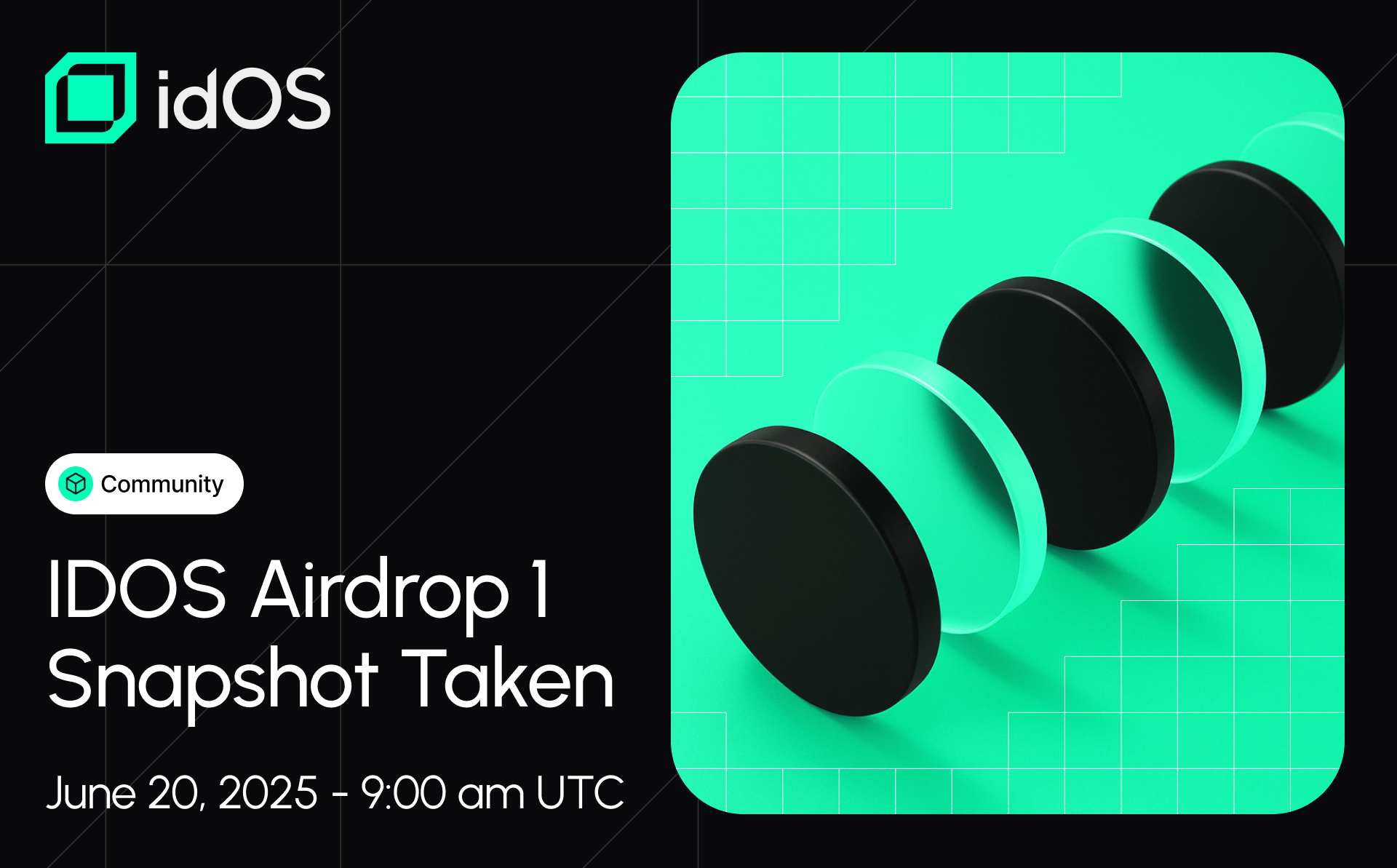 idOS_network's tweet card. idOS Airdrop 1 Snapshot Taken
