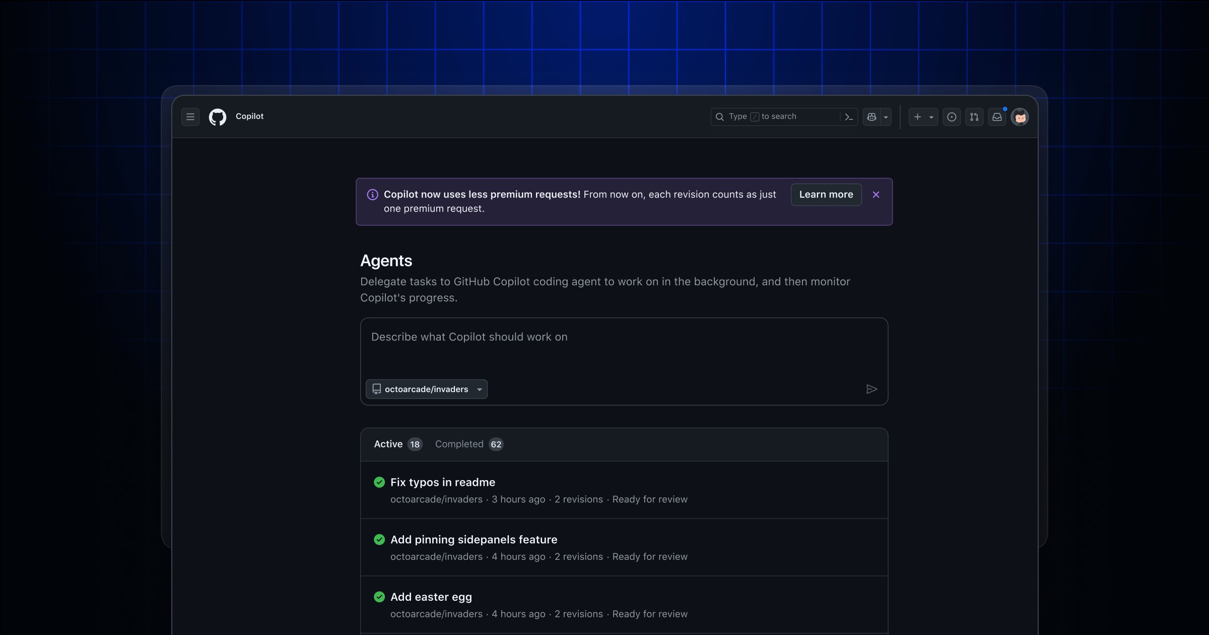 chgunderman's tweet card. With GitHub Copilot coding agent, developers can tackle tech debt, fix bugs, and even implement new features at scale. Simply delegate tasks to Copilot, and let it work in the…