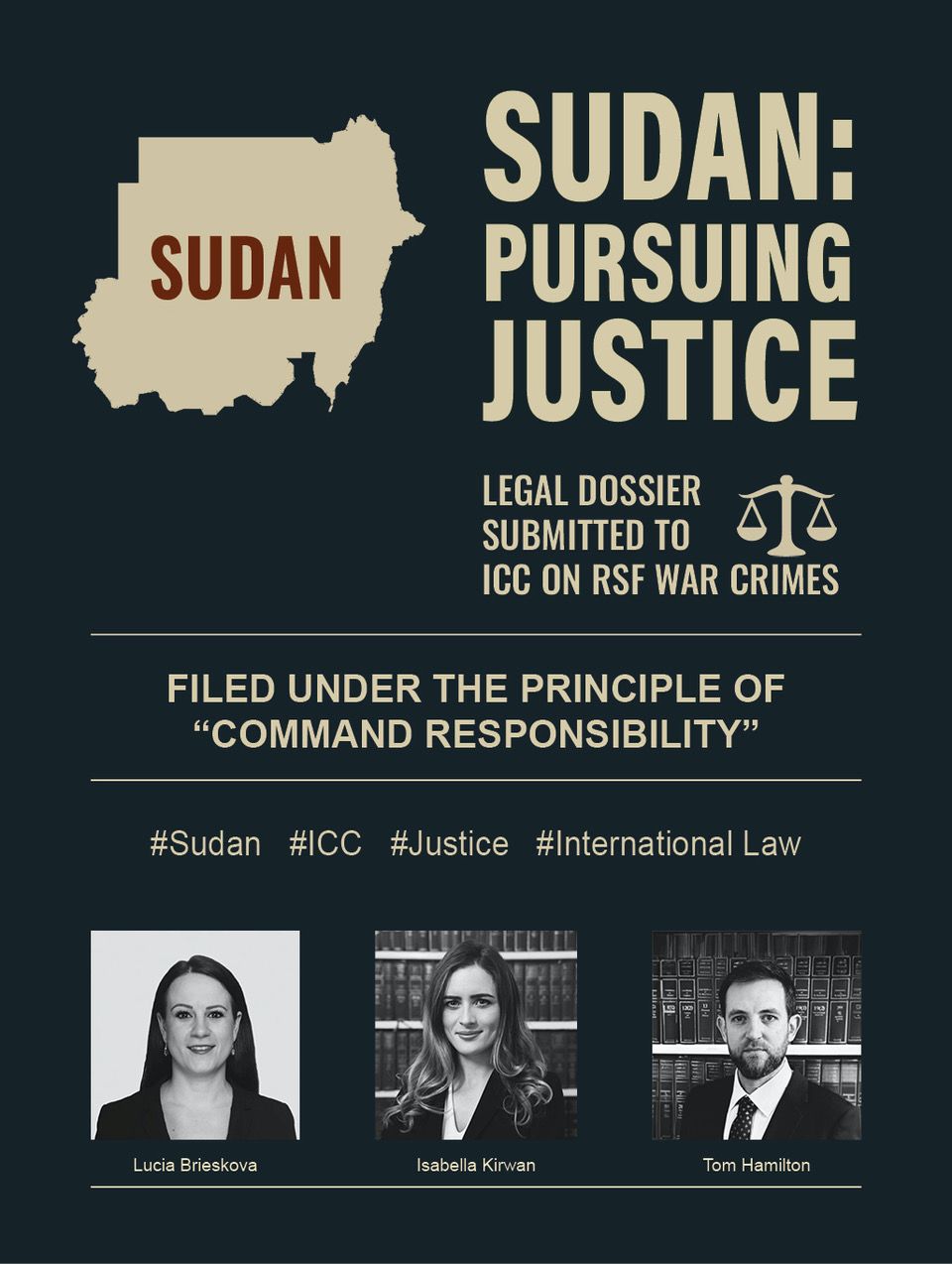 davide_tommasin's tweet card. Sudan: Dossier of alleged war crimes perpetrated by the Rapid Support Forces (RSF) in Darfur submitted to the Prosecutor of the International Criminal Court in The Hague.   Lucia Brieskova, Isabella...