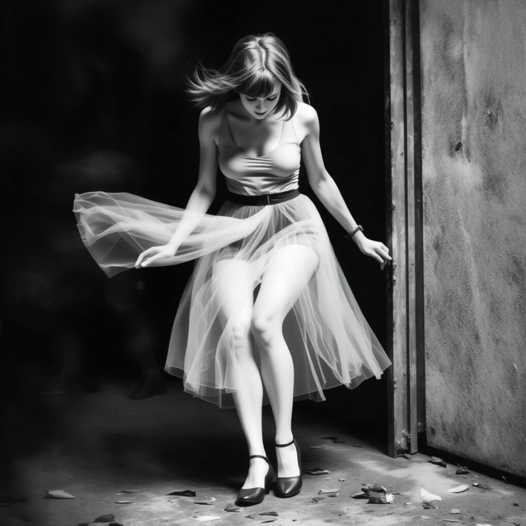Rabensturm's tweet card. Title: Kinetic Muse #1 A moment suspended in time — *Kinetic Muse #1* captures the fleeting grace of motion through the delicate whirl of a tulle skirt an...