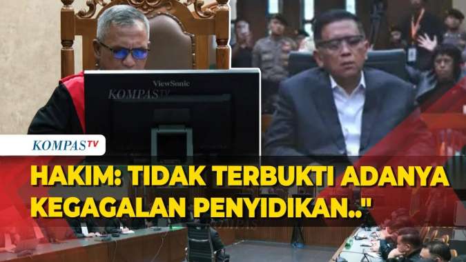 KompasTV's tweet card. Majelis Hakim Pengadilan Tipikor Jakarta Pusat mengatakan bahwa Hasto tidak terbukti merintangi penyidikan kasus dugaan suap Harun Masiku.