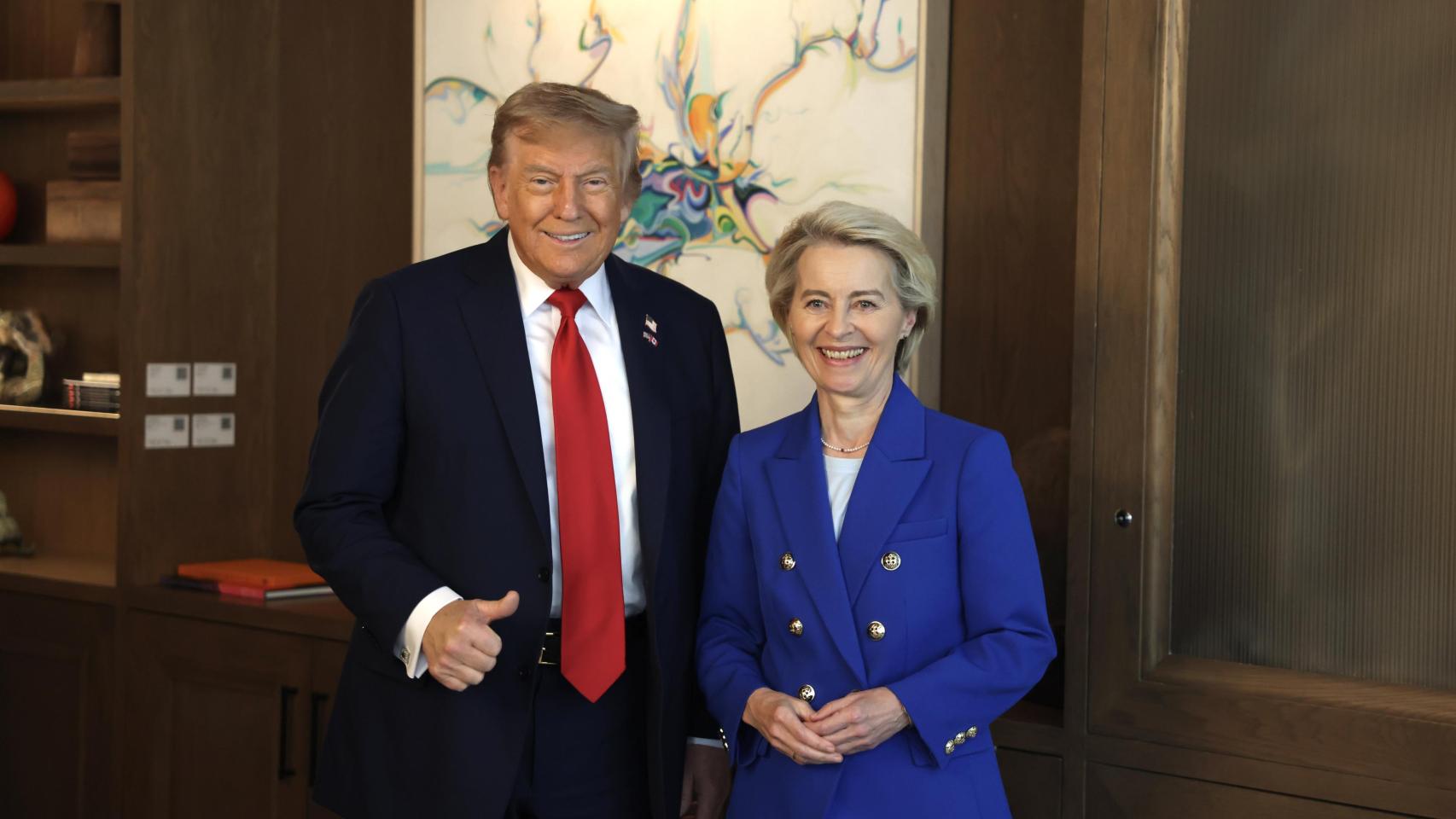 GonBernardos's tweet card. La presidenta de la Comisión todavía confía en una solución negociada a la guerra arancelaria con EEUU tras reunirse con Trump durante el G7 de Canadá. Más información: Von der Leyen pide a los...