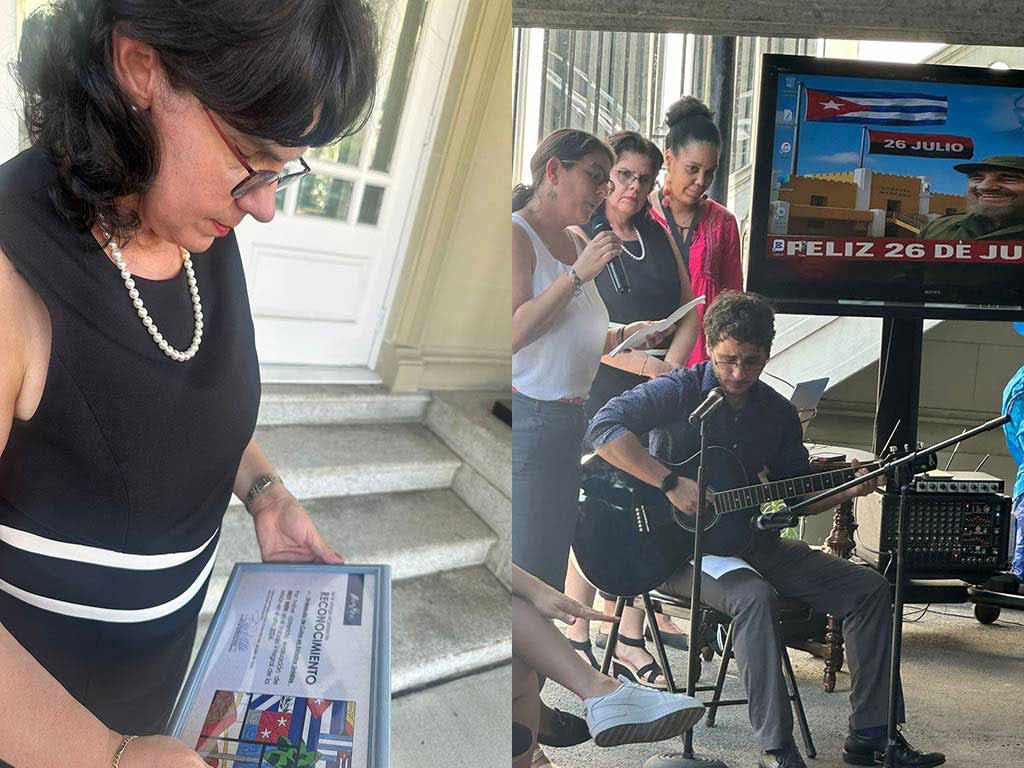 lianystr's tweet card. Washington, 24 jul (Prensa Latina) La Embajada de Cuba en Estados Unidos honró hoy a los héroes y mártires de los asaltos a los cuarteles Moncada y Carlos Manuel de Céspedes, el 26 de julio de 1953,...