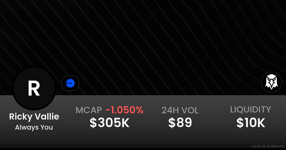 trustyournuts's tweet card. $0.0003089 Always You (Ricky Vallie) realtime price charts, trading history and info - Ricky Vallie / SPX on Base / Uniswap