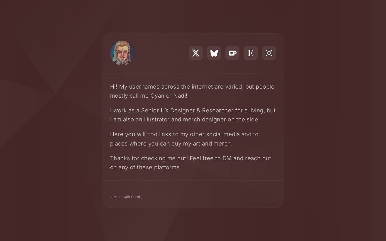 cyanfacade's tweet card. Information and links for the artist
