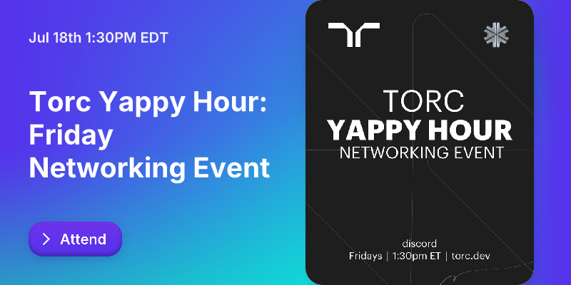 cbasscodes's tweet card. Jul 18th 1:30PM: Exclusively in the discord come join us for a weekly recap of all things torc, network and share your wins and your struggles with all of us!! every friday we discuss a new topic and...