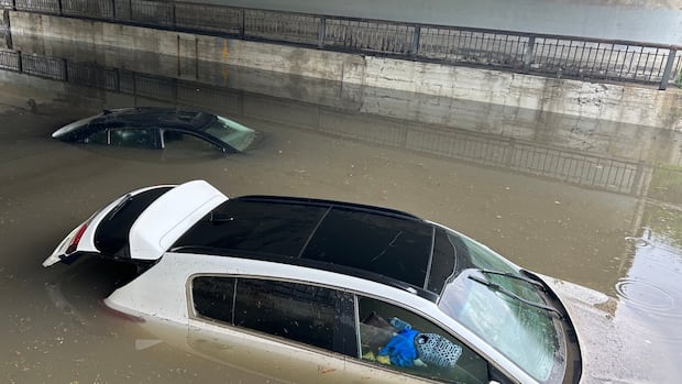 ICLRCanada's tweet card. As of this morning, a pair of vehicles in Quebec City were still stuck in an underpass that quickly filled up with water while tens of thousands in the province are waiting to get their power back.