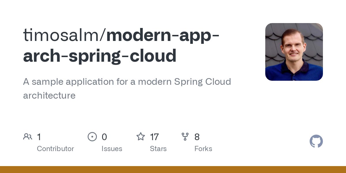 spring_io's tweet card. A sample application for a modern Spring Cloud architecture - timosalm/modern-app-arch-spring-cloud
