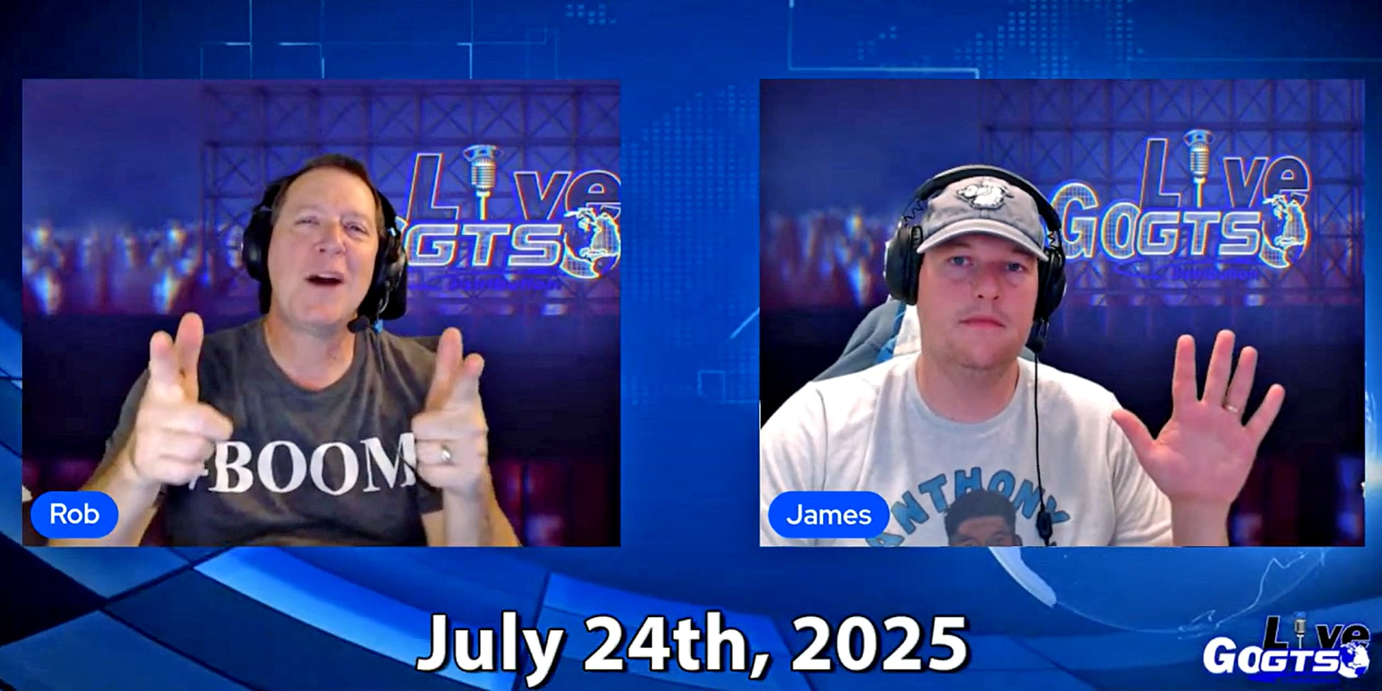 GoGTSLive's tweet card. Go GTS Live, July 24, 2025: Break-a-palooza Extraordinaire, Pre-National News - Video segments, box breaks, hobby news and more!