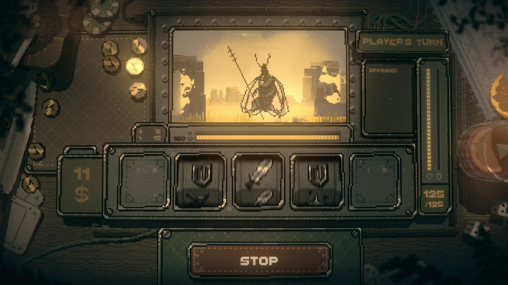 fullsyncnetwork's tweet card. Slots and Daggers mixes slot machines, goblins, and retro beats in a bizarre roguelike adventure. Spin to survive in this indie gem, wishlist it now on Steam!