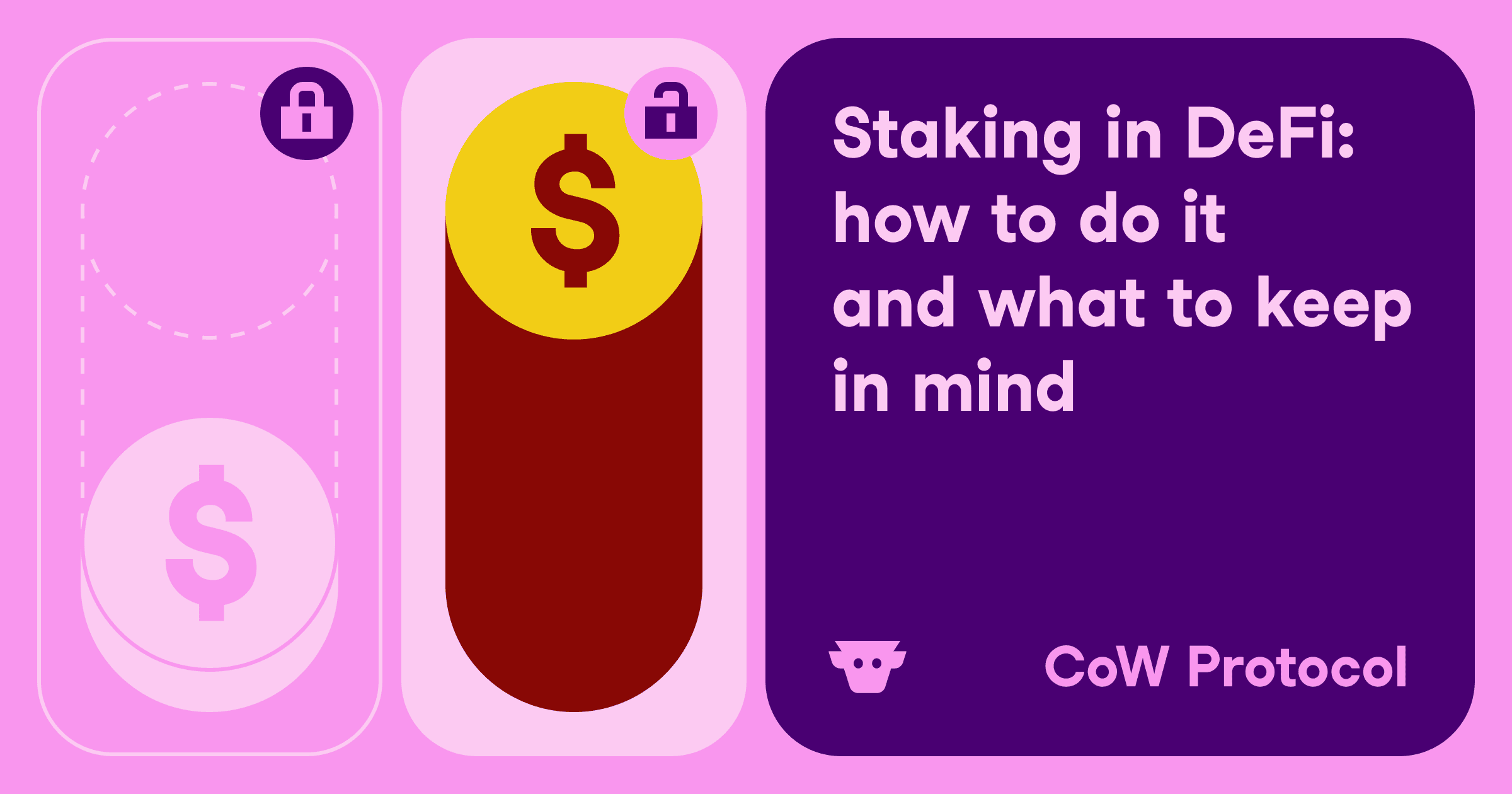 CoWSwap's tweet card. Master DeFi staking: earn passive crypto, understand PoS & liquid staking, navigate risks. Optimize your capital with CoW Swap's MEV protection for smarter, safer yields. Your guide to DeFi's passive...