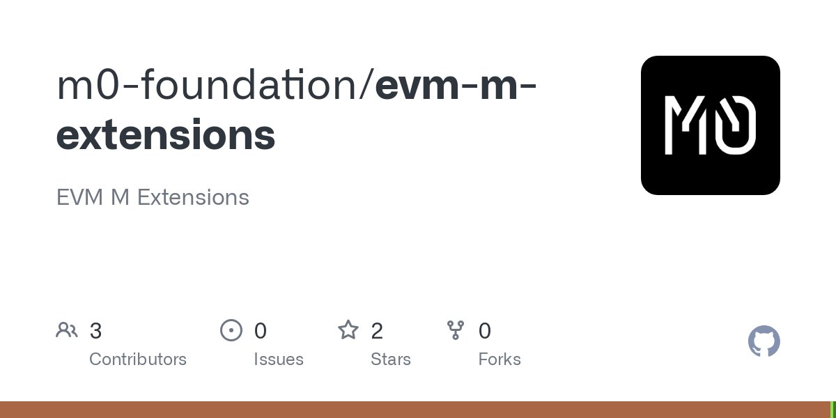 m0's tweet card. EVM M Extensions. Contribute to m0-foundation/evm-m-extensions development by creating an account on GitHub.