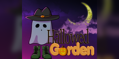 radgardstudios's tweet card. On the eve of Halloween, Lil Ghostie is hard at work on his pumpkin patch for this year's Halloween Festival! Available for Windows