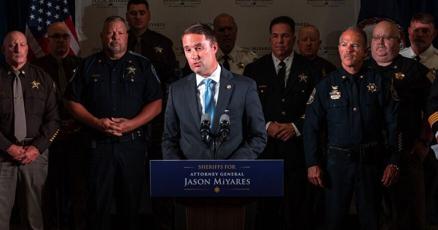 DailyProgress's tweet card. Seventy-eight Virginia sheriffs support the reelection of GOP Attorney General Miyares. Only three support his Democratic opponent, former Del. Jay Jones of Norfolk.