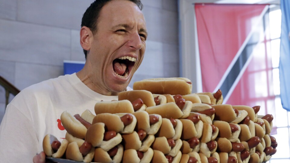 matthewgrills's tweet card. Joey Chestnut's hot dog eating exploits are an unlikely symbol of the best of American grit and determination