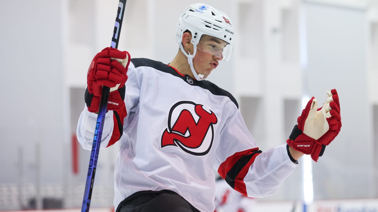 NJDevils's tweet card. Hall of Famer Igor Larianov sees big things for Anton Silayev's NHL future