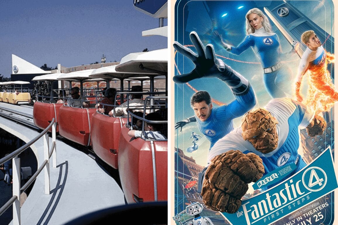 dlnt's tweet card. The Fantastic Four: First Steps includes the song Nation on Wheels from the Disneyland PeopleMover during an early scene.