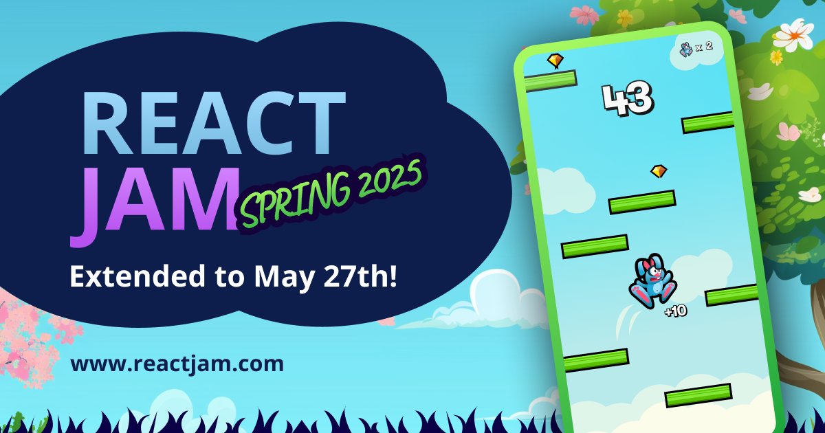 reactgamejam's tweet card. React Jam