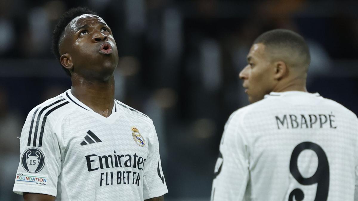 footmercato's tweet card. Voilà des mois que Vinicius Junior et le Real Madrid discutent d’une prolongation qui ne vient pas. Le club espagnol ne cède pas face aux exigenc (...) - Footmercato