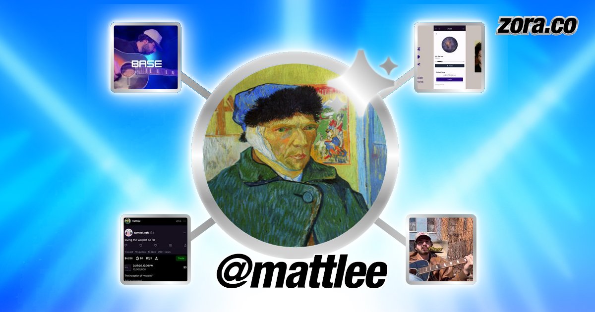 mattleefc's tweet card. mattlee is on Zora.