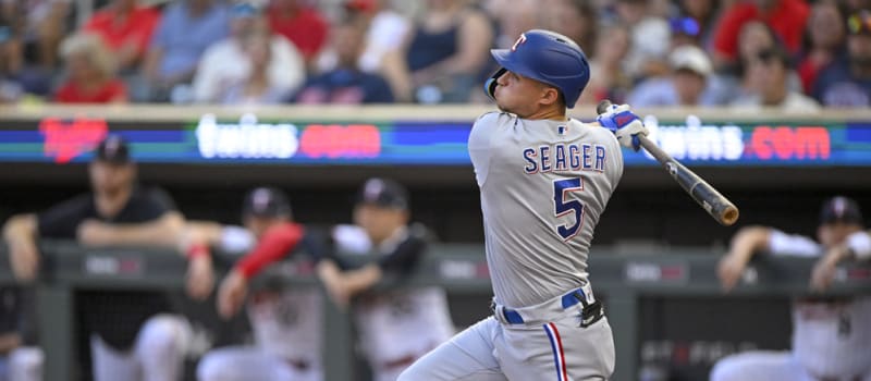 RotoWireMLB's tweet card. Monday's top MLB DFS plays on DraftKings include Corey Seager as part of a Texas Rangers stack, as they looking to keep their momentum going against the Los Angeles Angels.