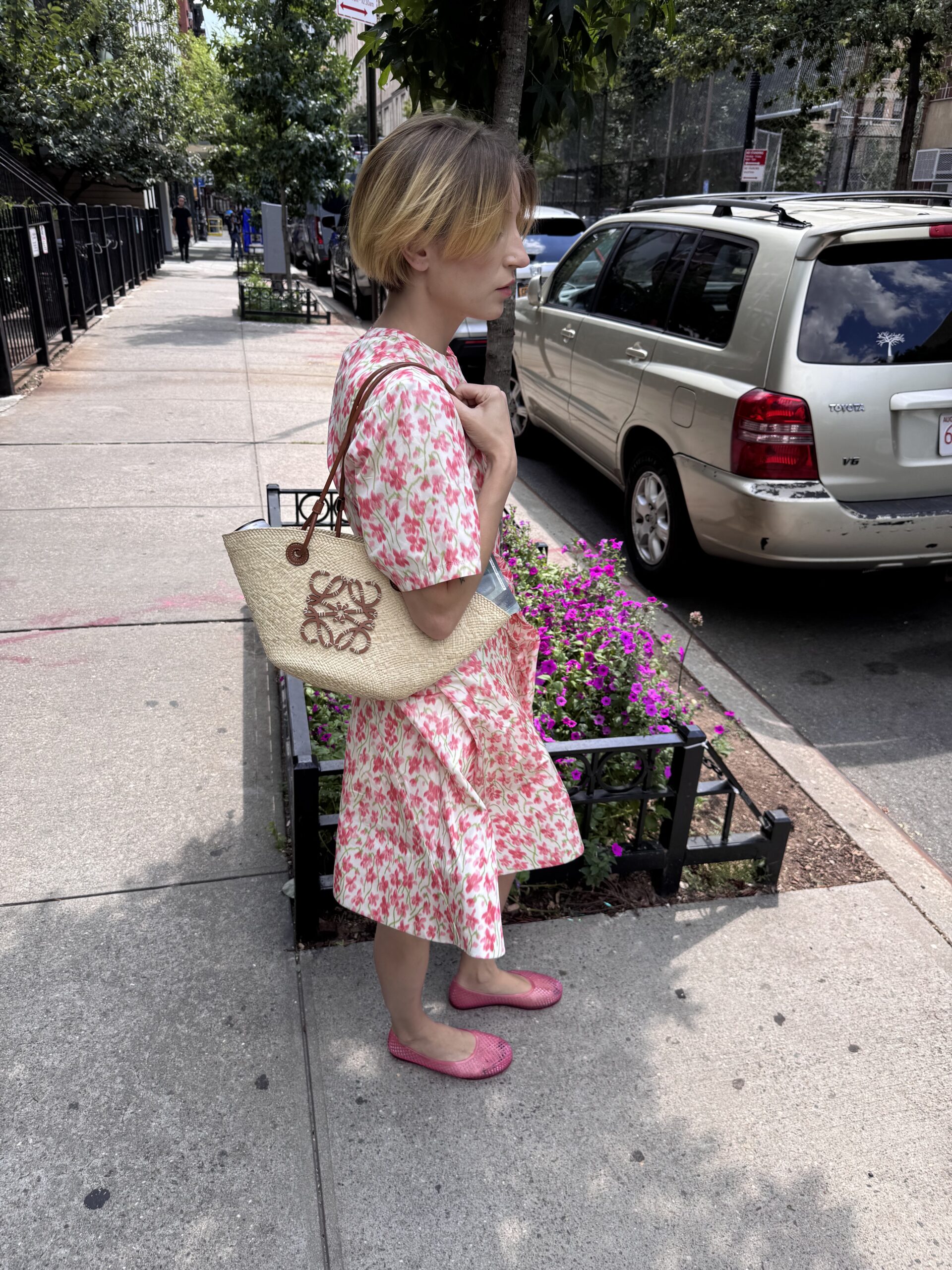 InterviewMag's tweet card. Our senior editor Taylore Scarabelli takes the Loewe Anagram Basket bag for a staycation-inspired spin around the Lower East Side.