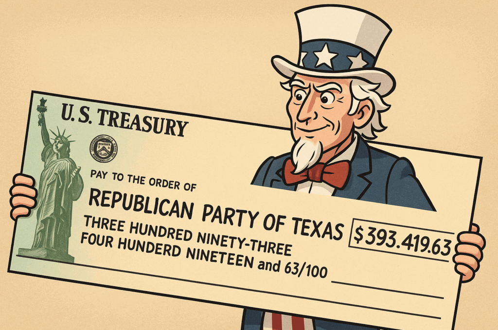 TheTXVoice's tweet card. The Republican Party of Texas’ most recent campaign finance report filed with the Federal Election Commission showed that the Party received a large cash infusion from an unusual source – American...