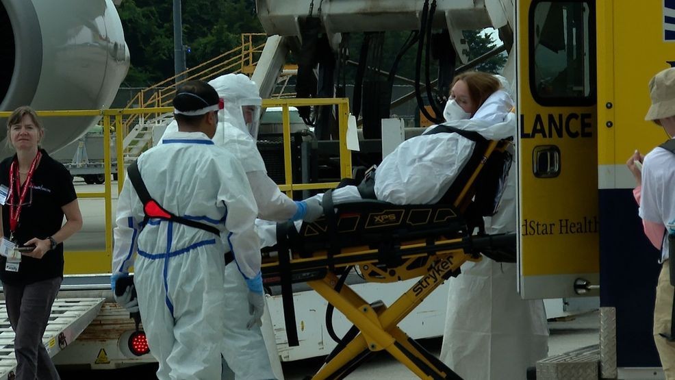 MedStarWHC's tweet card. WHEN SICKNESS BECOMES NATIONAL SECURITY: FEDERAL AGENCIES, LOCAL HOSPITALS TEAM UP FOR FULL-SCALE EXERCISE(show HHS Building exterior)NAT“Eight symptomatic U.S.