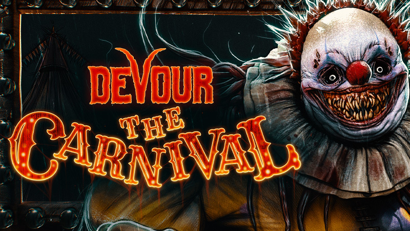 DEVOUR_GAME's tweet card. It's time for our favourite kind of development update - a sneaky look at our upcoming new map! This time, it's The Carnival, due for release mid October. As before, our annual Halloween event will...